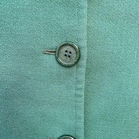 Vintage Green Crepe Car Coat Swing Coat // SIZE S - Picture 3 of 9